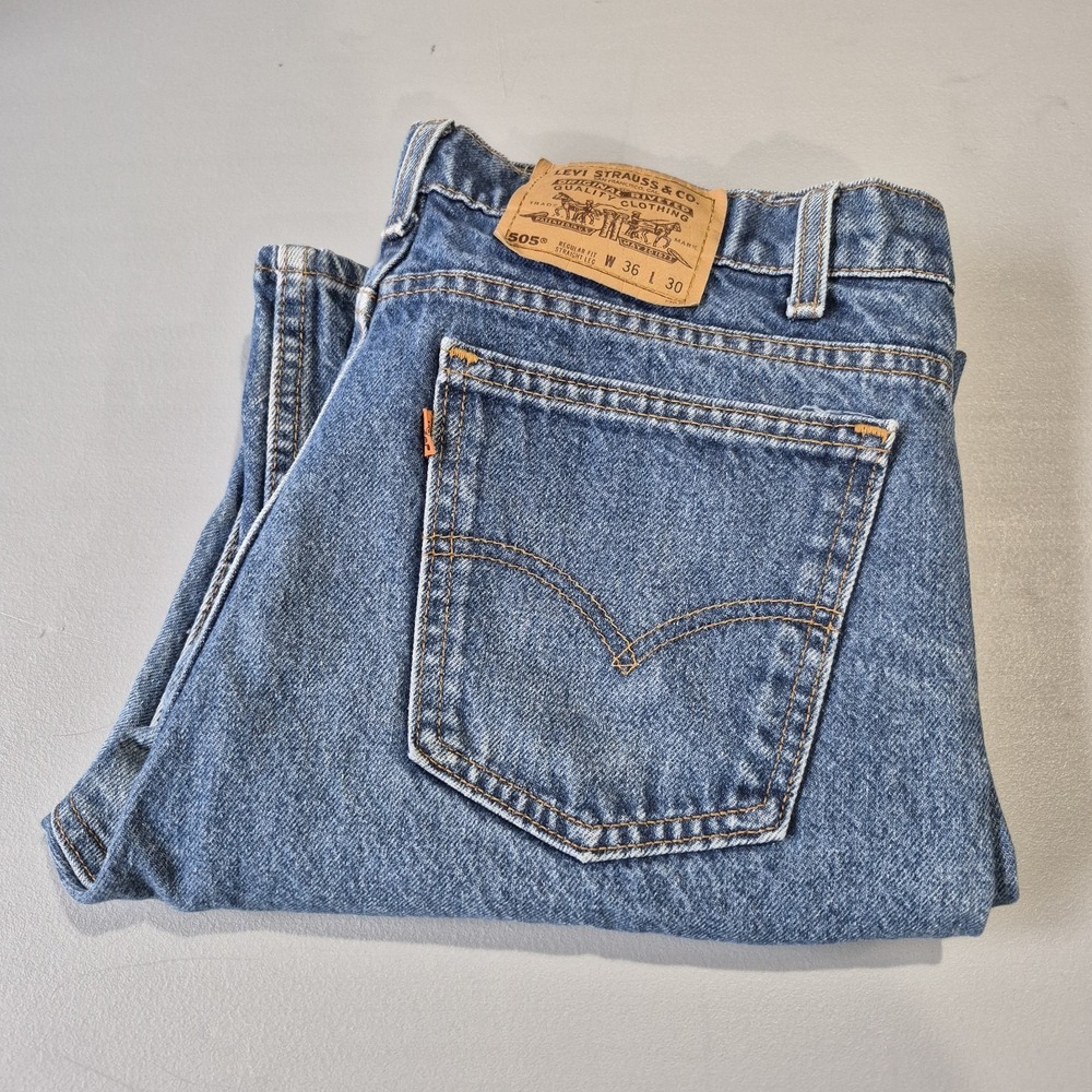 Vintage Levis Jeans Mens 36x30 (Fits‎ 34x29) Orange Tab 505 Straight Made In USA